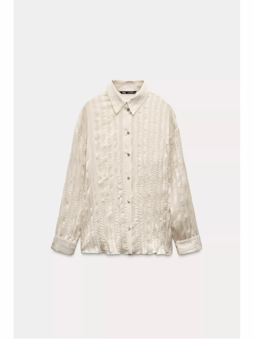 Zara Blush Striped Semi-Sheer Button-Down Shirt